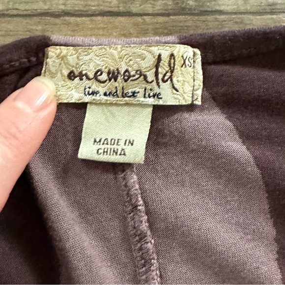 One World purple tie dye lace bell sleeve bohemian top - Picture 3 of 8